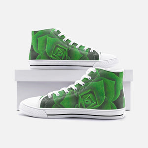 Emerald Succulent High Top Canvas Shoes