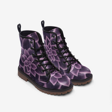 Load image into Gallery viewer, Plum Succulent Combat Boots