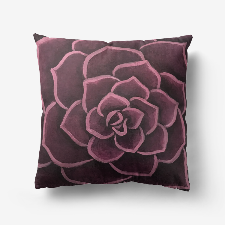 Crimson Succulent Throw Pillow