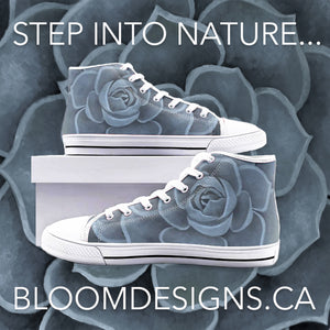 Blue Succulent High Top Shoes