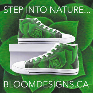 Emerald Succulent High Top Canvas Shoes