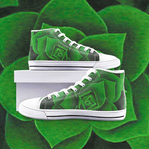 Emerald Succulent High Top Canvas Shoes