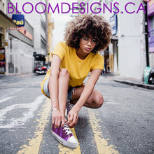 Load image into Gallery viewer, Fuchsia Hibiscus High Top Canvas Shoes