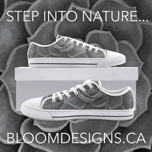 Grey Succulent Low Top Canvas Shoes