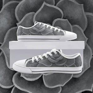 Grey Succulent Low Top Canvas Shoes