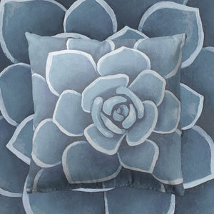 Dusty Blue Succulent Throw Pillow