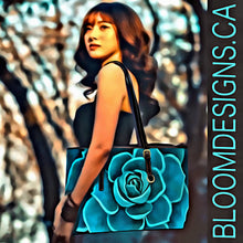 Load image into Gallery viewer, Teal Succulent Handbag