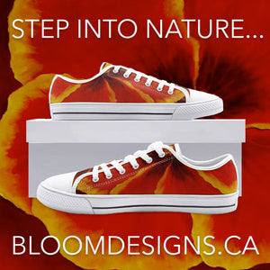 Red Hibiscus Low Top Canvas Shoes