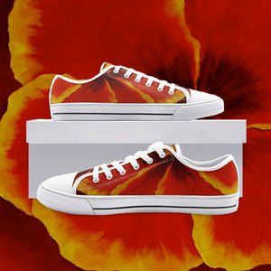 Red Hibiscus Low Top Canvas Shoes