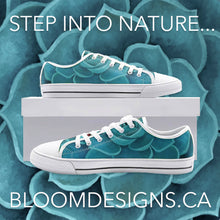 Load image into Gallery viewer, Teal Succulent Low Top Canvas Shoes