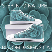 Load image into Gallery viewer, Teal Succulent  High Top Canvas Shoes