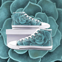 Load image into Gallery viewer, Teal Succulent  High Top Canvas Shoes
