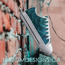Load image into Gallery viewer, Teal Succulent Low Top Canvas Shoes