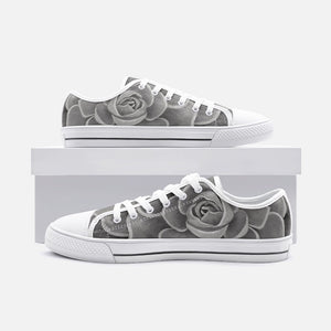 Grey Succulent Low Top Canvas Shoes