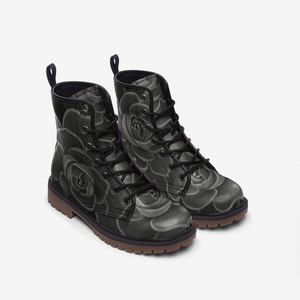 Charcoal Succulent Combat Boots