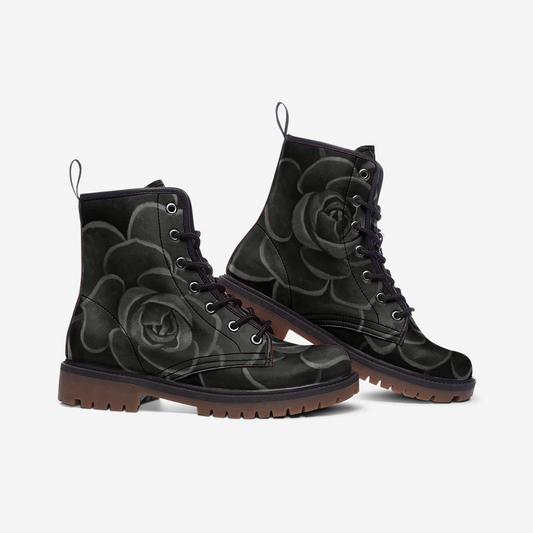 Charcoal Succulent Combat Boots