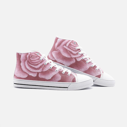 Pink Rose High Top Canvas Shoes