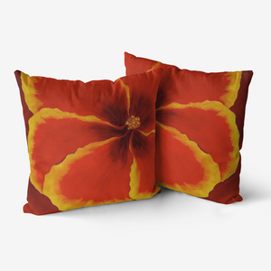 Red Hibiscus Throw Pillow