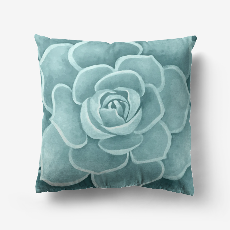 Seafoam Succulent Throw Pillow