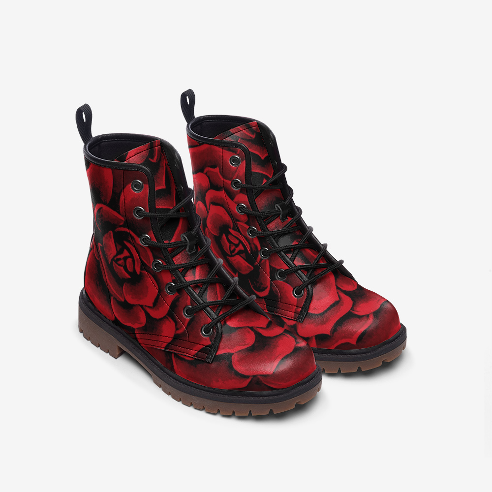 Scarlet Succulent Combat Boots