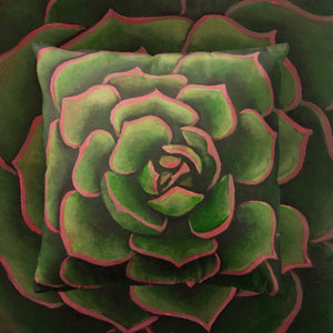 Coral & Green Succulent Throw Pillow