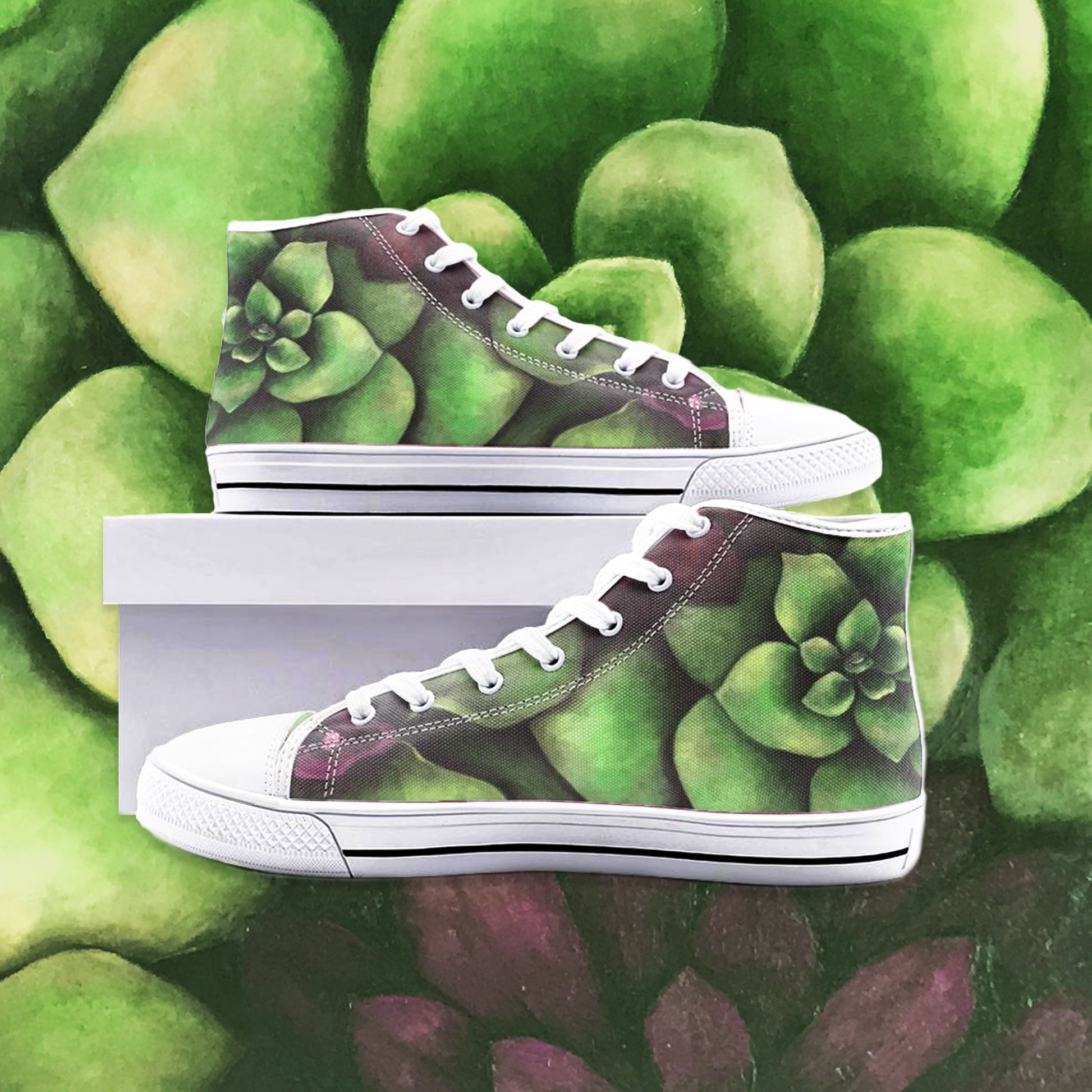 succulent shoes Succulent Garden High-top Sneakers – Bloom Designs Studio