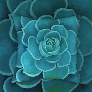 Teal Succulent Throw Pillow